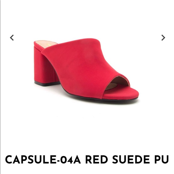 Qupid Shoes - Qupid Red block suede heels